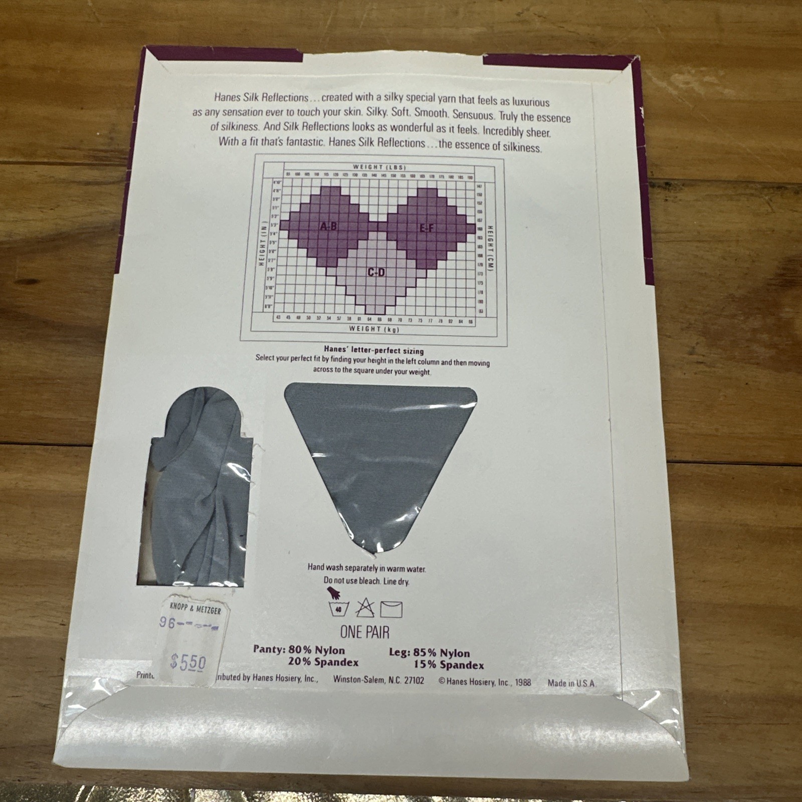 NEW ‘88 Hanes Silk Reflections Silky Sheer Pantyhose 717 Size EF Grey Mist