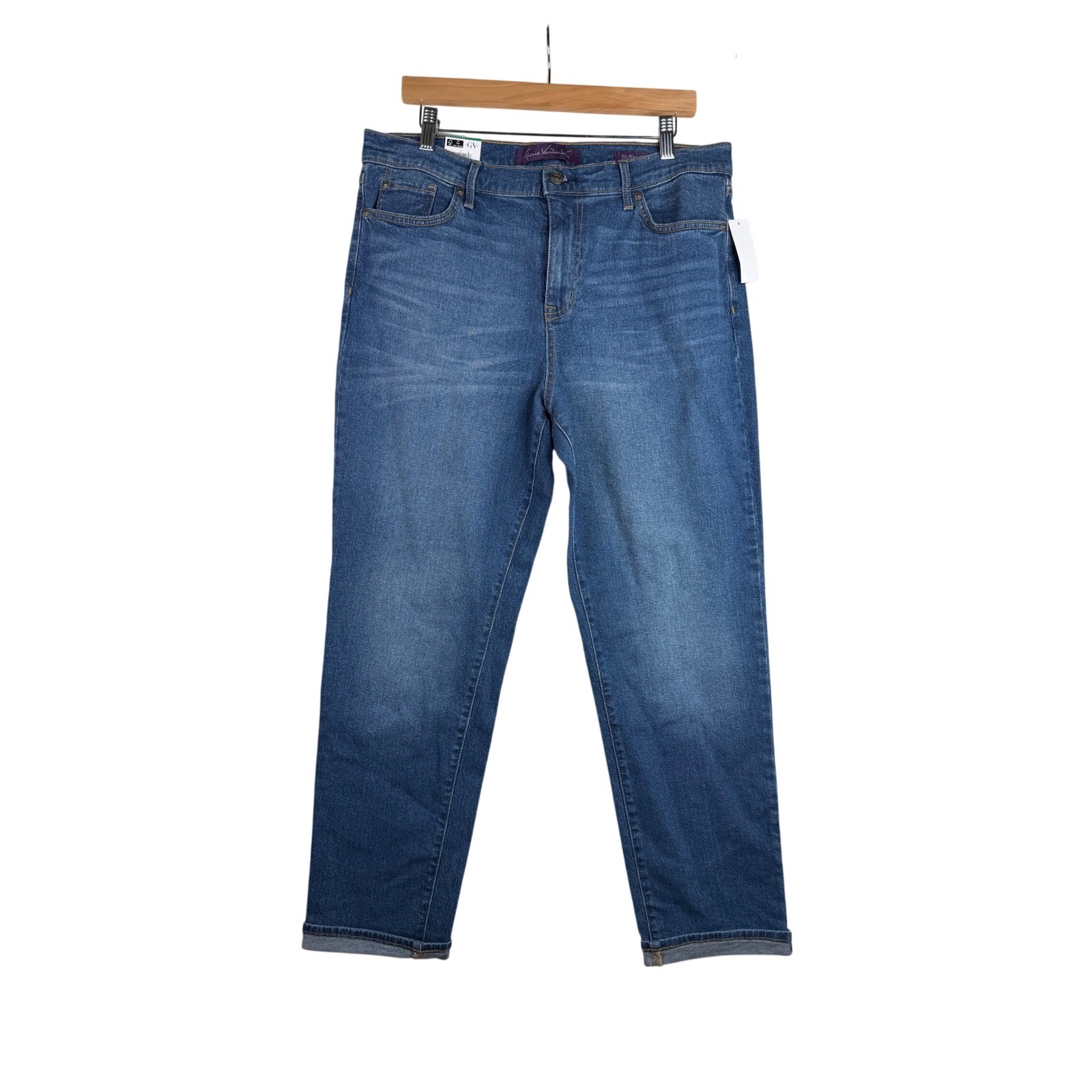 New Gloria Vanderbilt Mid Rise Cuffed Boyfriend Jeans size 12 Blue
