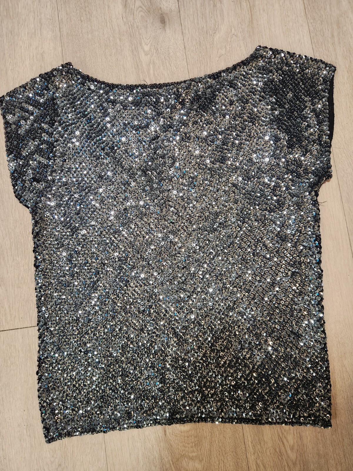 Sonia Rykiel vintage Top, Black Sequined Palettes . 70’s, 80’s Glam. Disco!