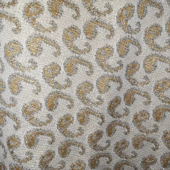 Vintage 1960’s dress Paul Sachs gold 30″ waist semi colon print