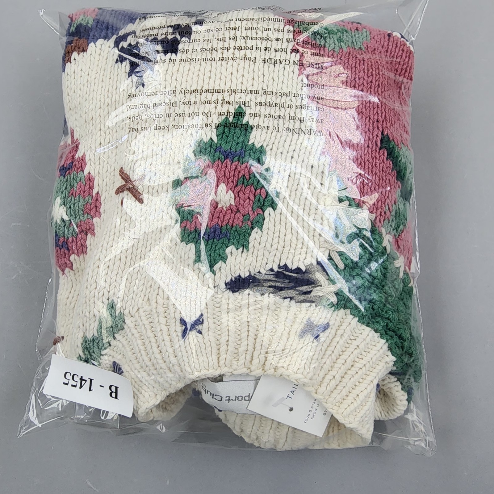 Vtg 80s 90s Paris Sport Club Patchwork Chunky Cropped Sweater Womens M