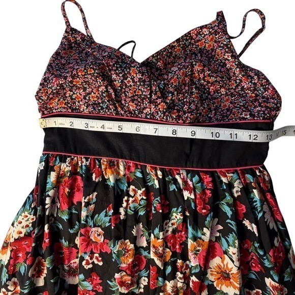 Vintage 2010 Cottagecore Empire Waist Bow tie-back Mixed Floral Sundress Size-S