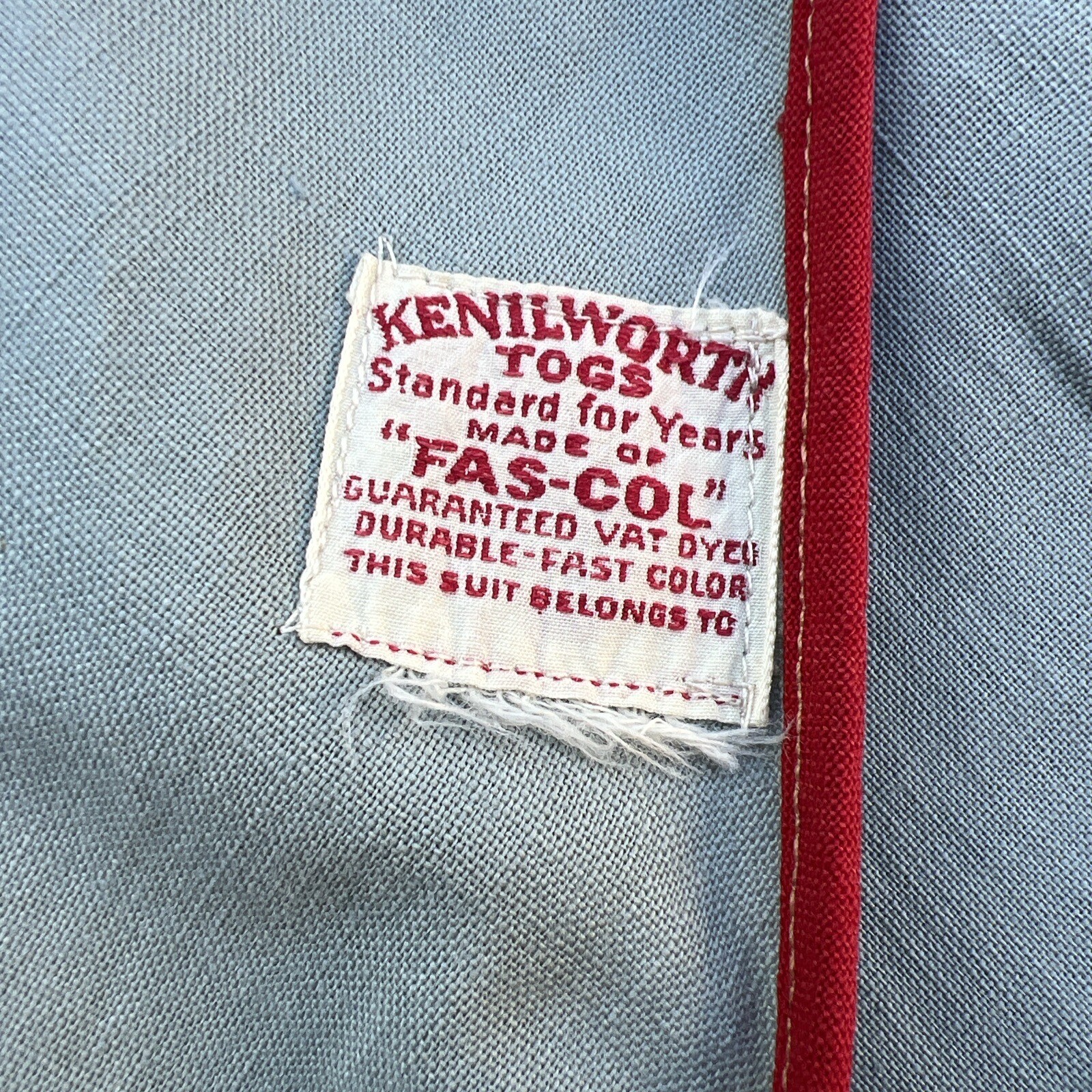Vintage 1930s Blue Chambray Cotton Jumpsuit Playsuit Gym Outfit Romper Red Trim