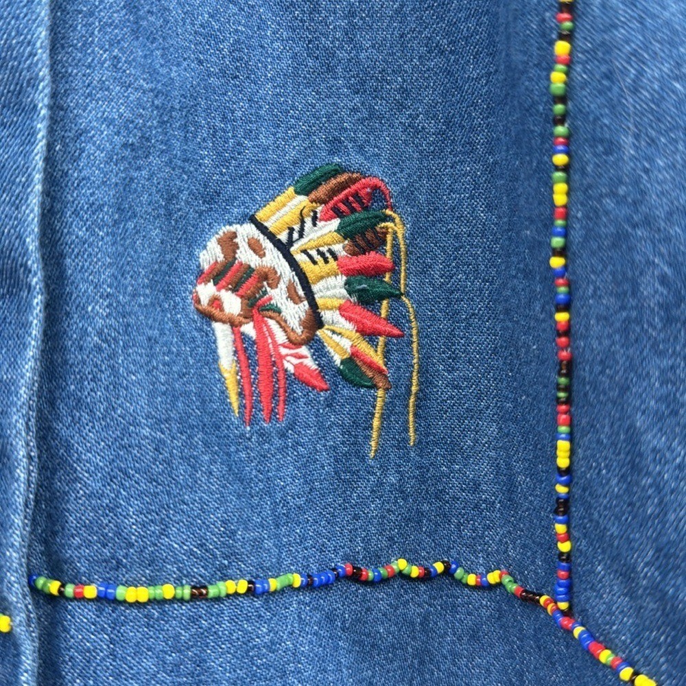 The Eagle’s Eye VTG Native American Denim Button Down Shirt Size Medium