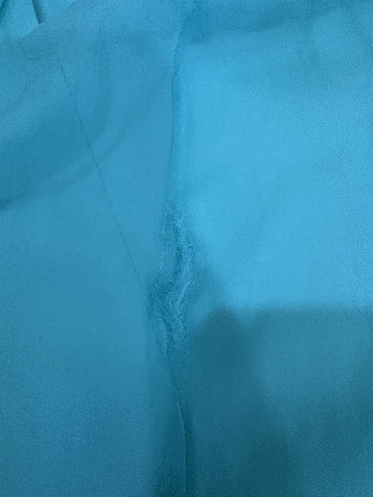 Vtg 70s Teal Blue Chiffon Maxi Dress Beaded Emblishment Sheer Sleeves 26” W