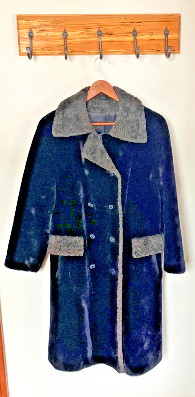 Faux Fur Trench Coat Sz M Vintage 60s Dark Brown Borgana Long Winter Jacket
