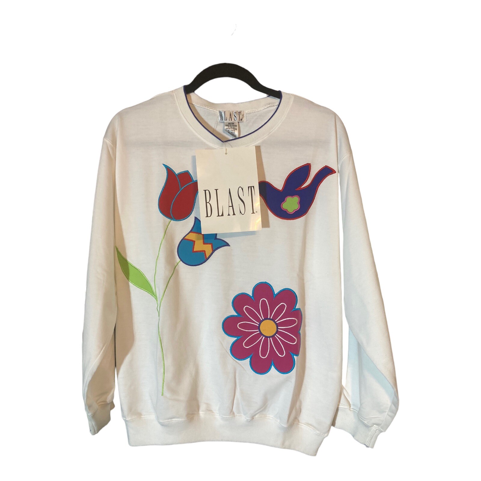 Vintage 80’s BLAST NWT Sweatshirt Sweater Embroidered Flowers Women’s Medium