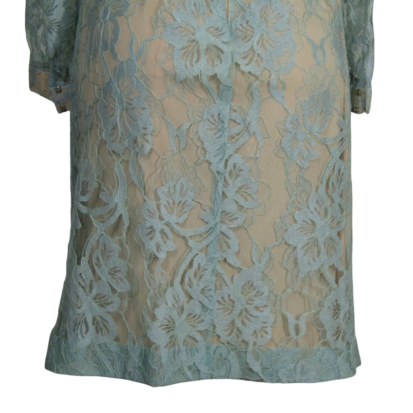 VTG 60s 70s Lace Illusion Shift Party Dress Mad Men MCM Mod Elegant Retro M