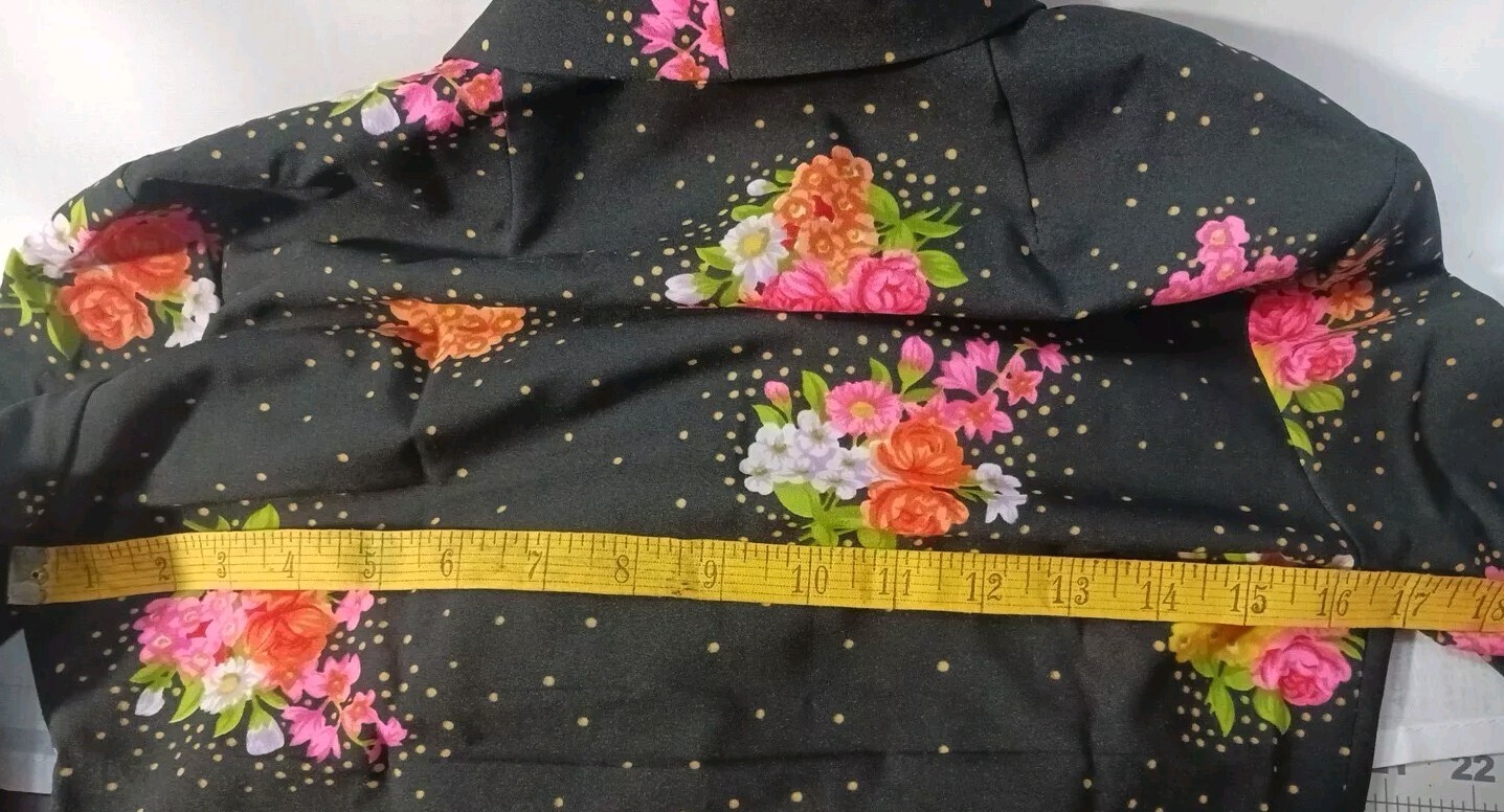 Vintage Karl Logan Long Sleeve Shirt My Cup Of Tea Black & Floral Size 9