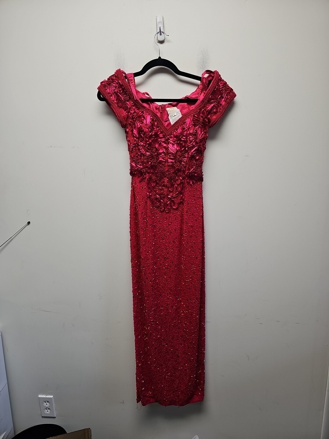 Alyce Designs Vintage 80s Pink Sequin Pageant Prom Party Formal Dress size 2 Zip
