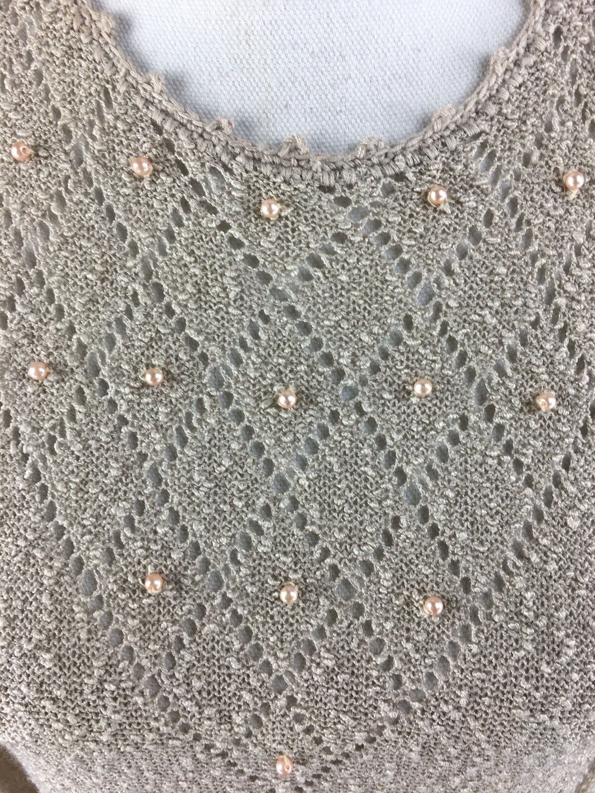 VTG 70s Just Mort Nubby Sweater Dress Sz S Faux Pearl Long Sleeve Belted Boho