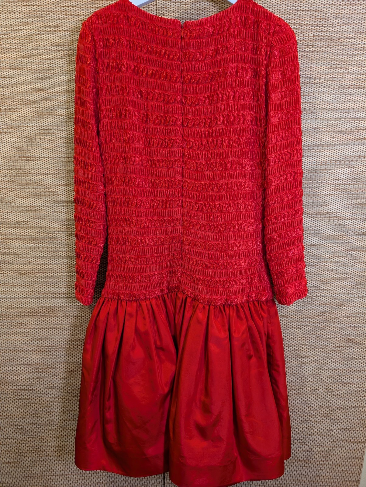Vintage Morton Myles For The Warrens Size 12 Red Dress Drop Waist Rosette USA