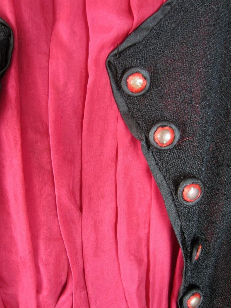 Dress Ladies Woman’s True Vintage 1930’s – Black Wool, Silk – Early Art Deco