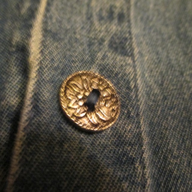 Vintage Passports Blue Denim Shirt Jacket Medium, Embroidered Floral