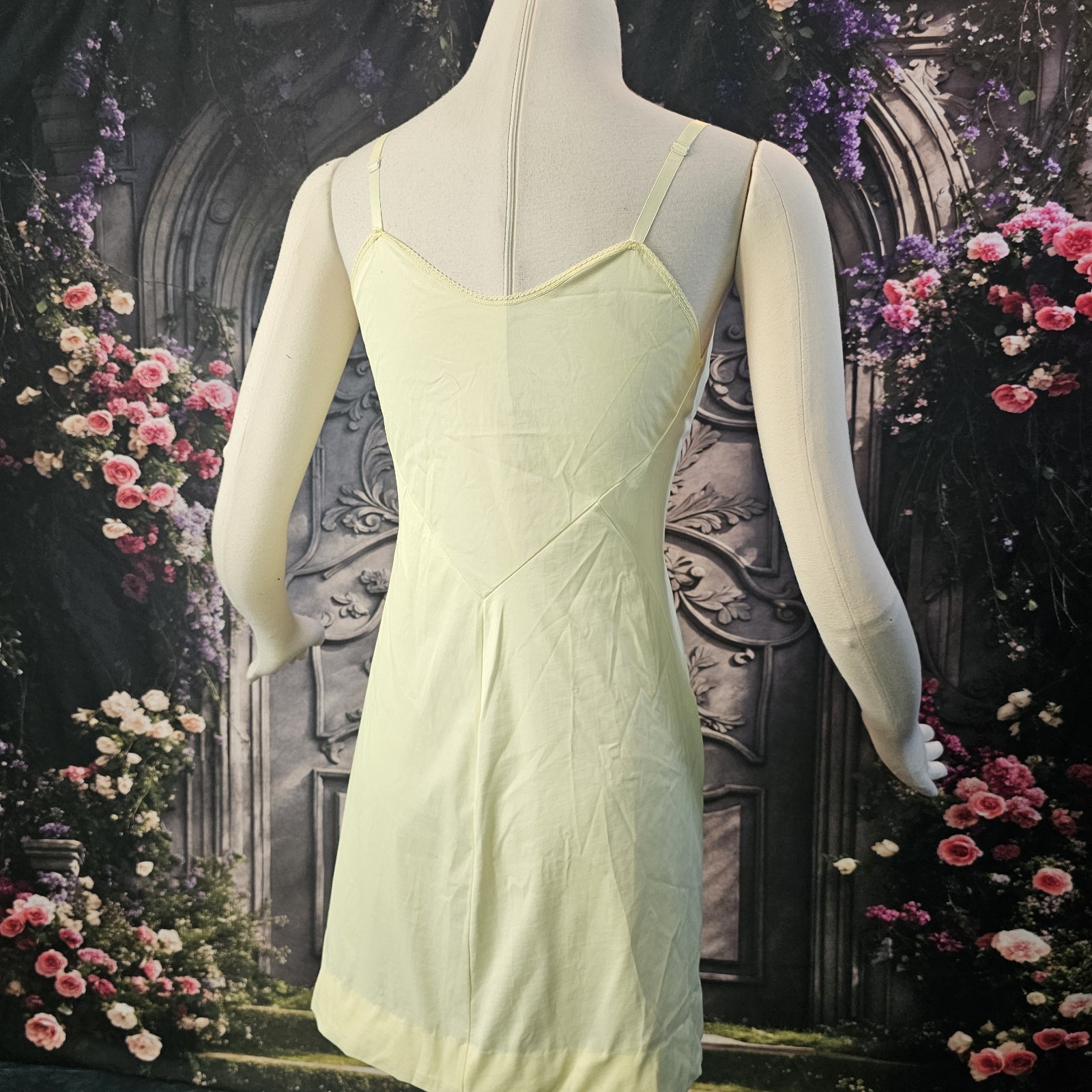 Vintage 1960s Buttercup Yellow Mini Slip Dress Lingerie Nightgown By Gaymode