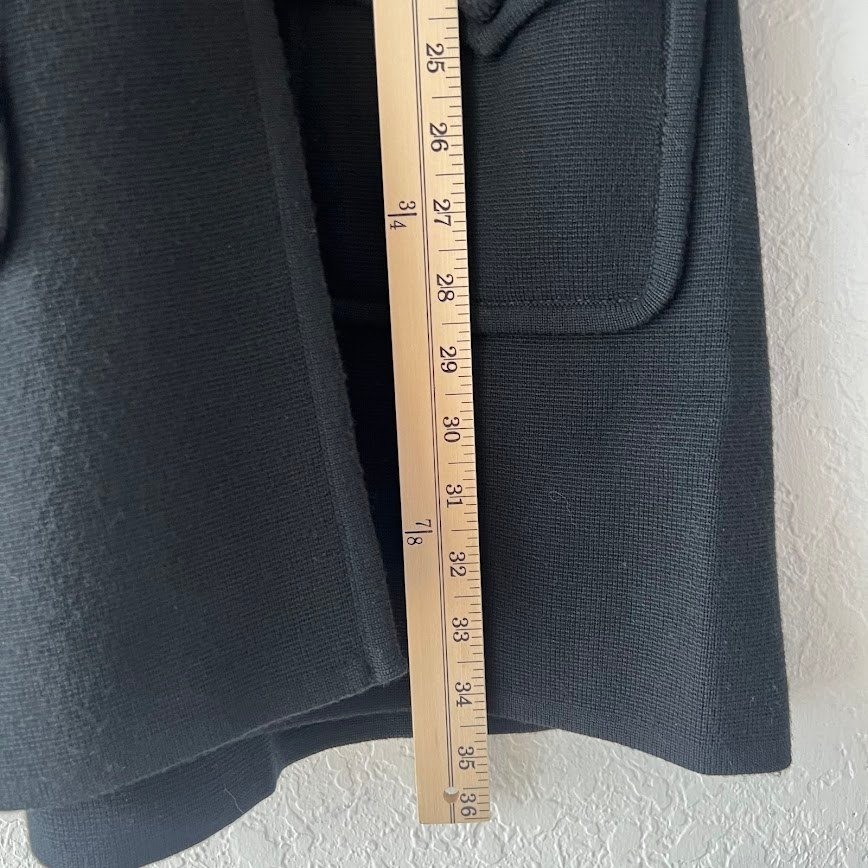 Vintage 1980s Ataka Black 100% Merino Wool Belted Long Cardigan Sweater 12