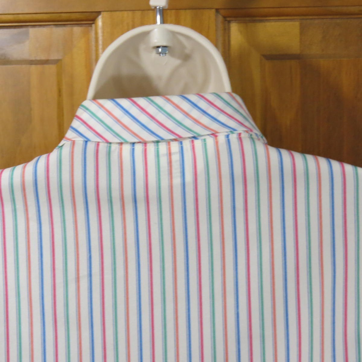 Vtg 80s Lady Devon Striped Secretary Blouse Bow High Neck Top Size 16-18