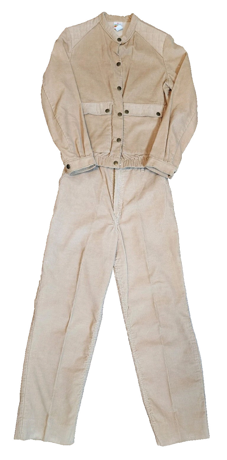 Vintage Wrangler Juniors Tan Corduroy Jacket And Pants Set Size Medium