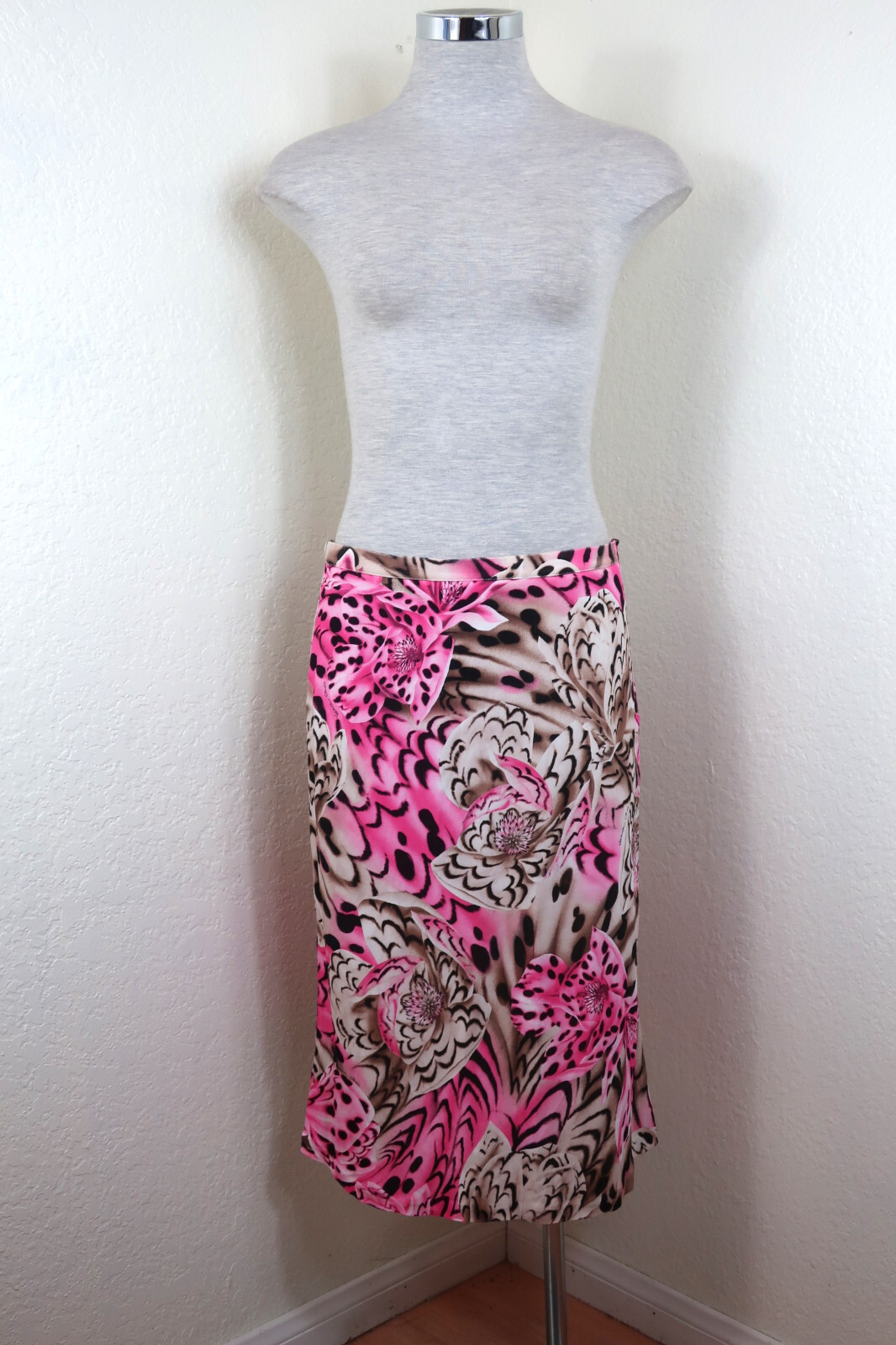 Vintage Gianni VERSACE Classic Bright Pink Leopard Pencil Skirt Medium 42 7 8