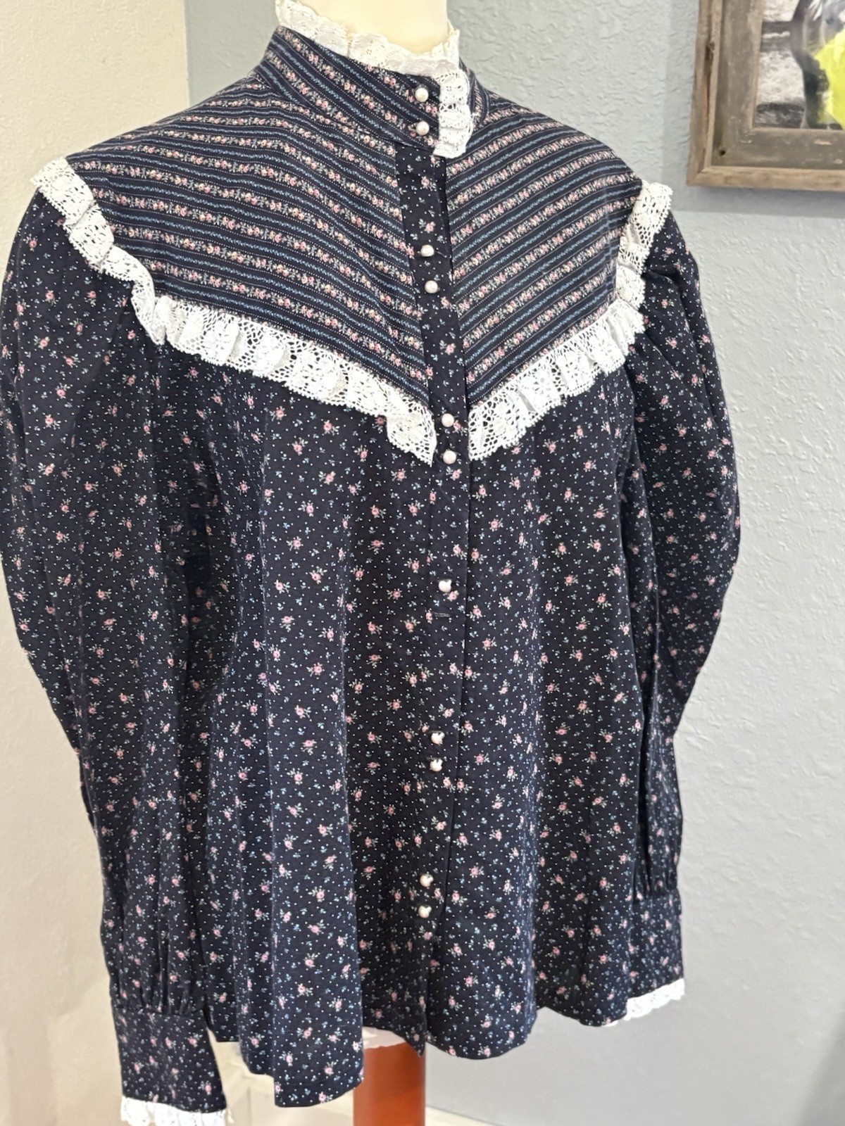 Vintage 70s Stras California Prairie Blouse Size 40 Large Victorian Cottagecore