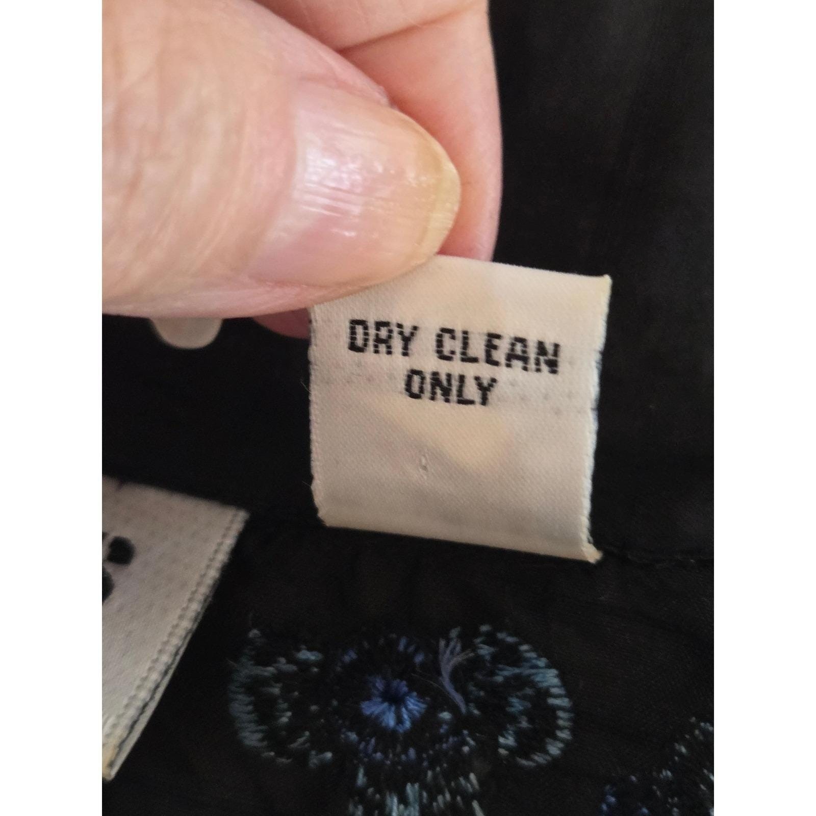 Chico’s Design Jacket Womens Size 1 Medium Black Silk Embroidered Vintage 80s