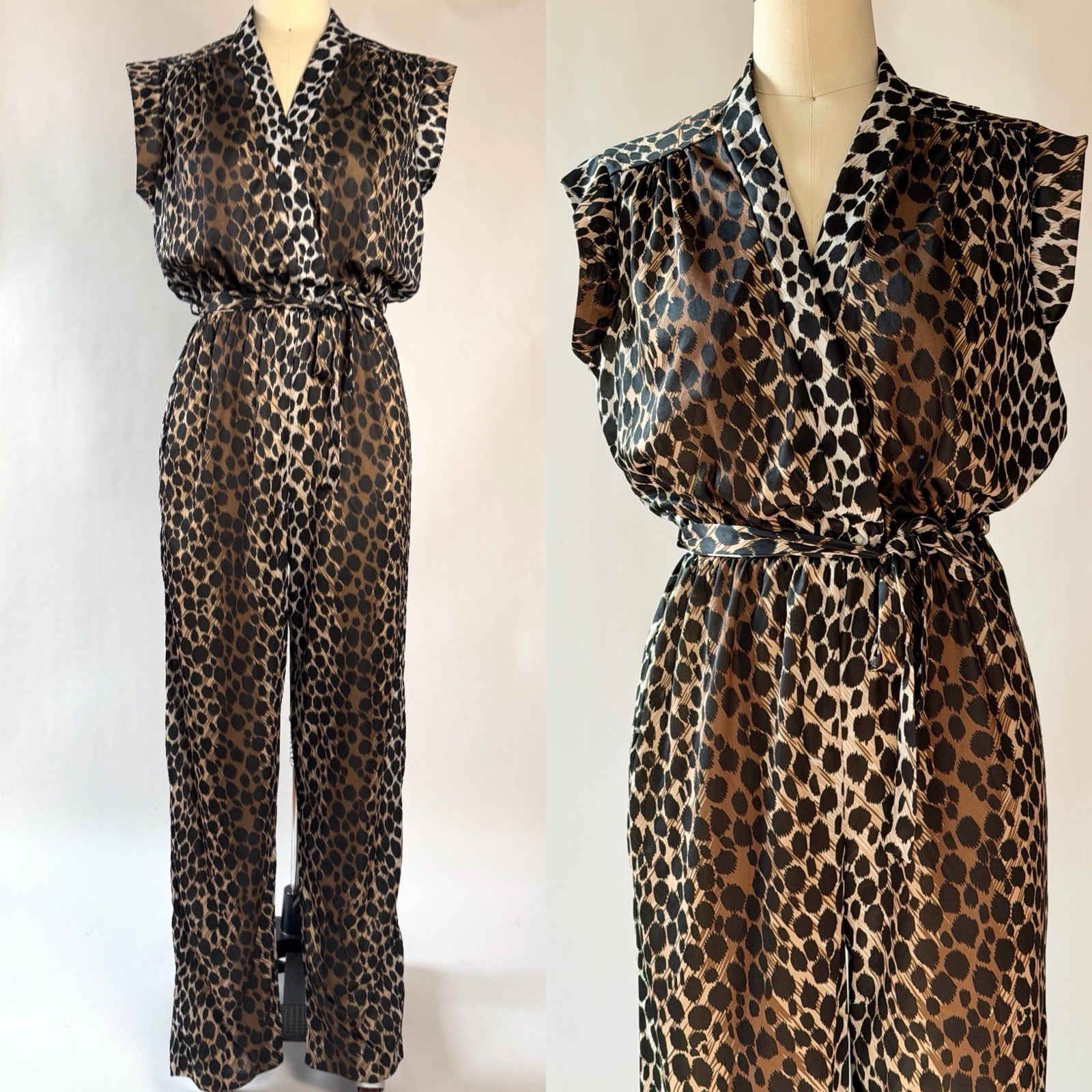 Vintage Undercover Wear Leopard 🐆 Print Jumpsuit with Self Belt M/L