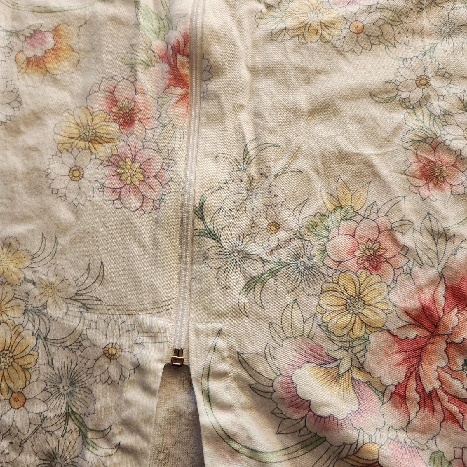 Miss Eileen floral Gown House Coat Full Zip Vintage Lightweight Breathable XL