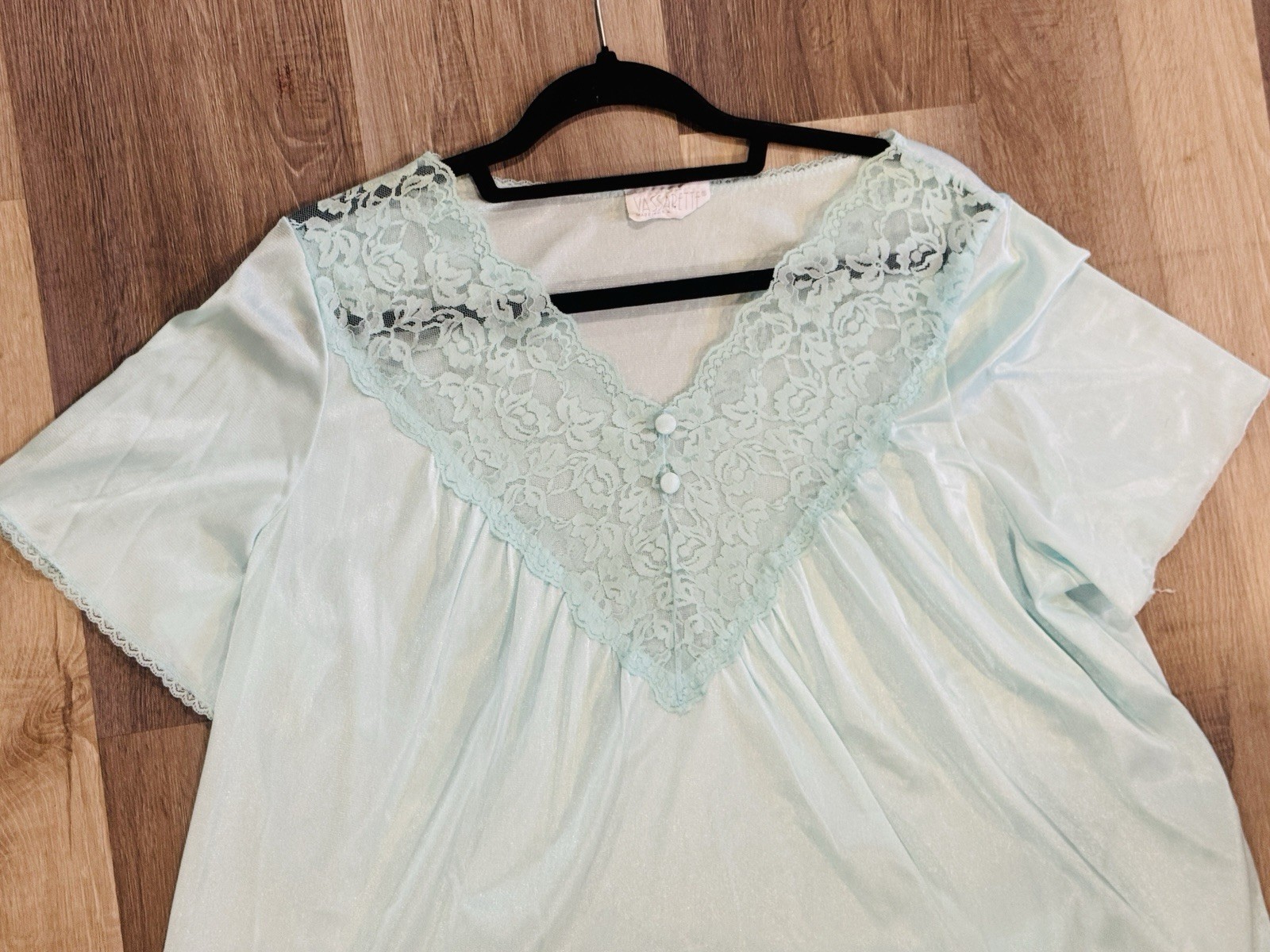 Vintage Vasarette Baby Blue Pajama Set Short Sleeve Pants Sz L