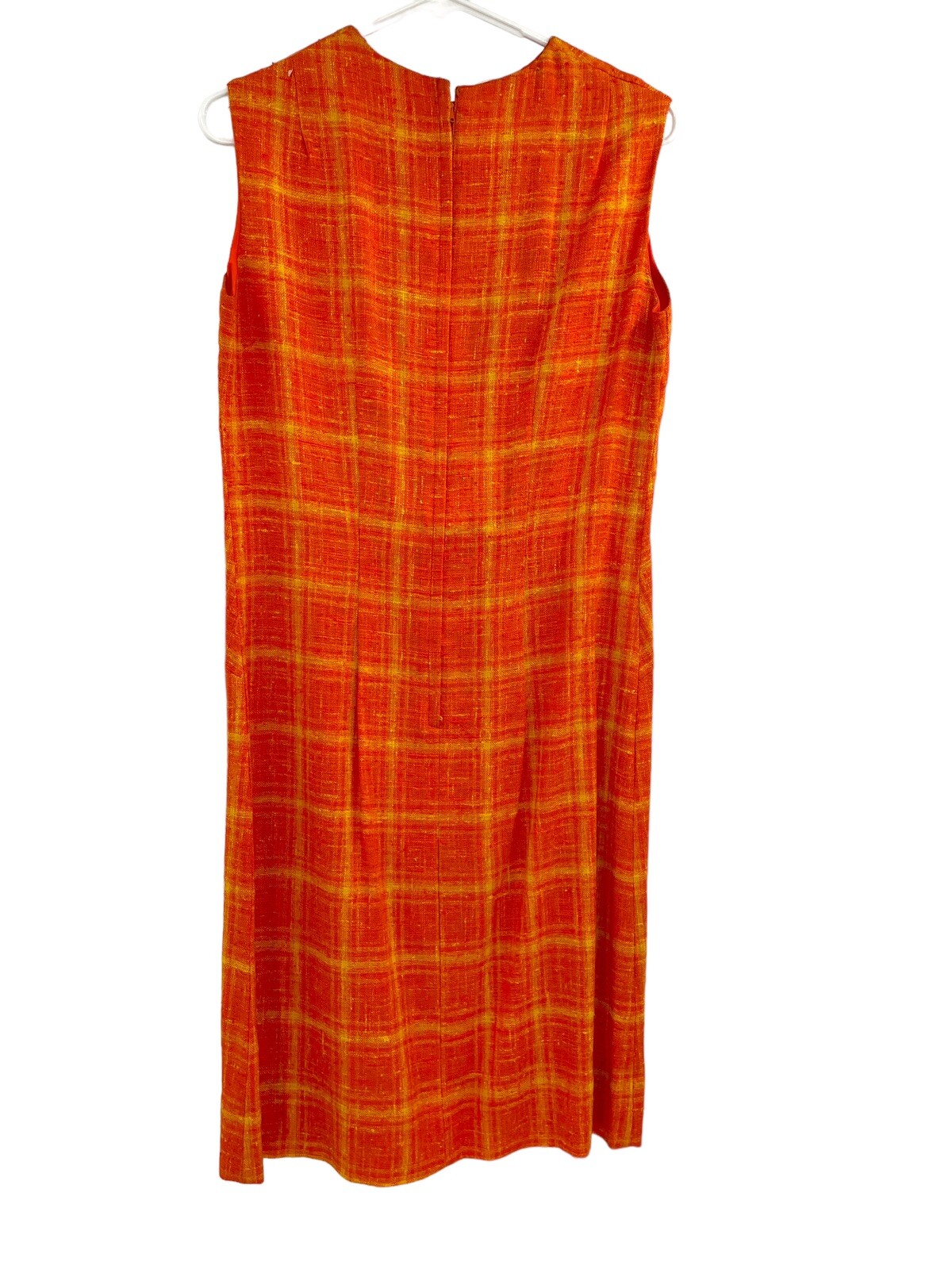 Vintage Stacy Ames Tweed Windowpane Sheath Dress Burnt Orange size 14