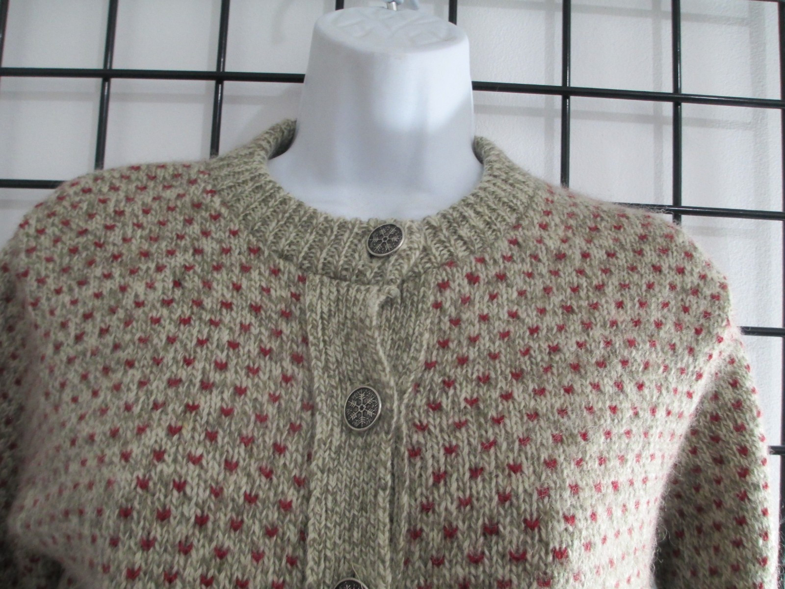 „VINTAGE” L.L. BEAN 🌸 XS / SMALL==BEIGE & RUST / WOOL BLEND / CARDIGAN SWEATER