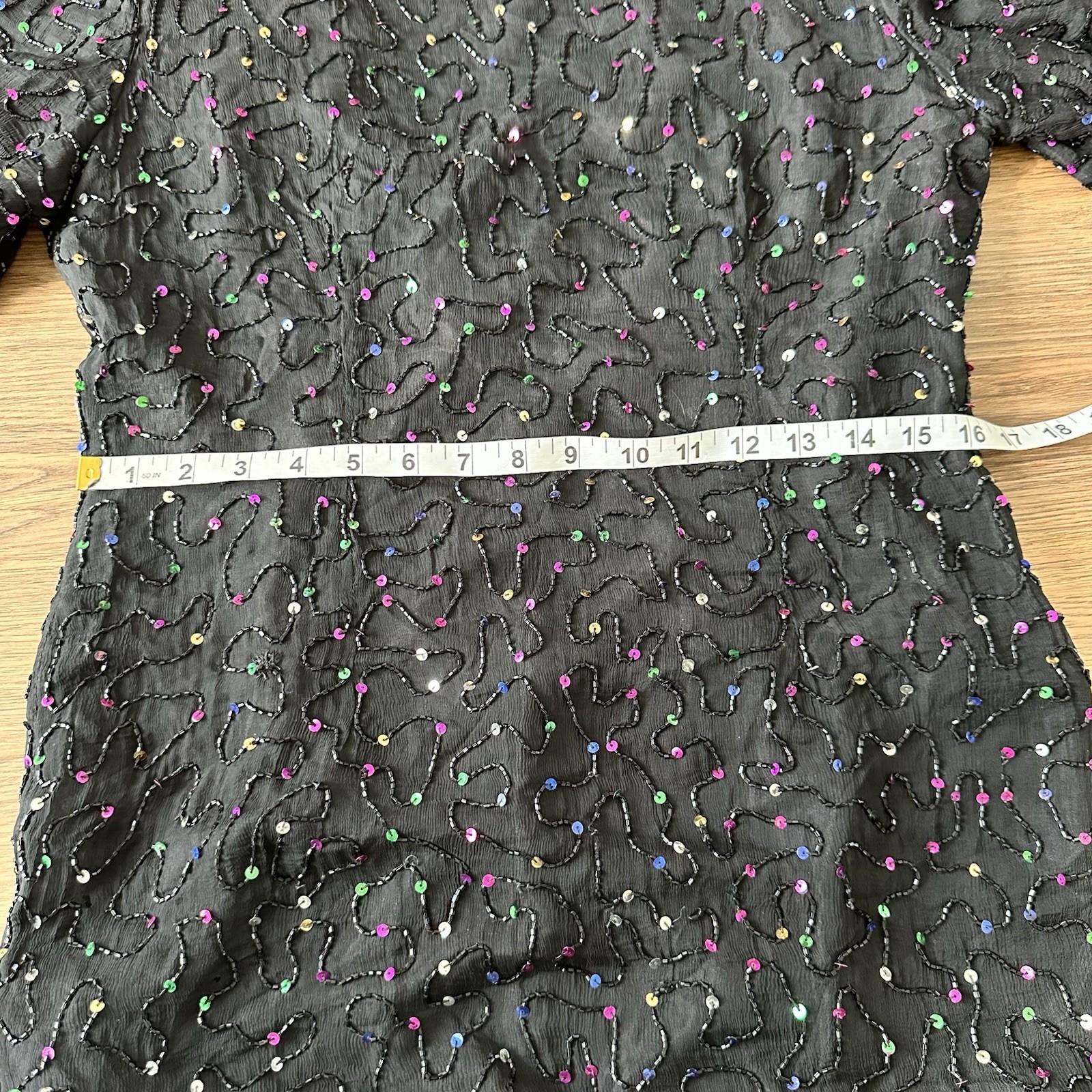 VTG Silk Sequin Beaded Dress Party 80s Sparkle NYE 90s Cocktail Homecoming Large