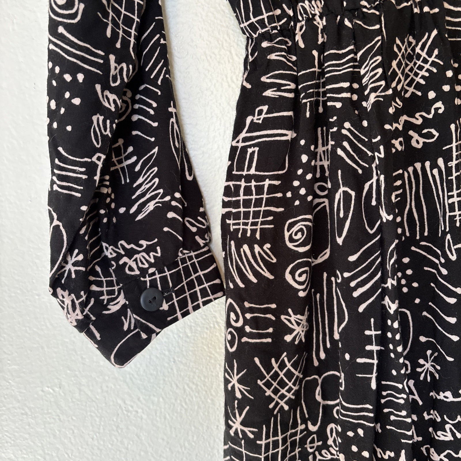 90s Squiggle Button Down Dress Petites By Willi Size 14 100% Rayon