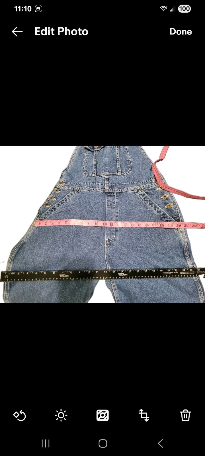 Vintage Ikeda Carpenter Wide Leg Denim Bib Overalls Size Large 90’s Medium Wash