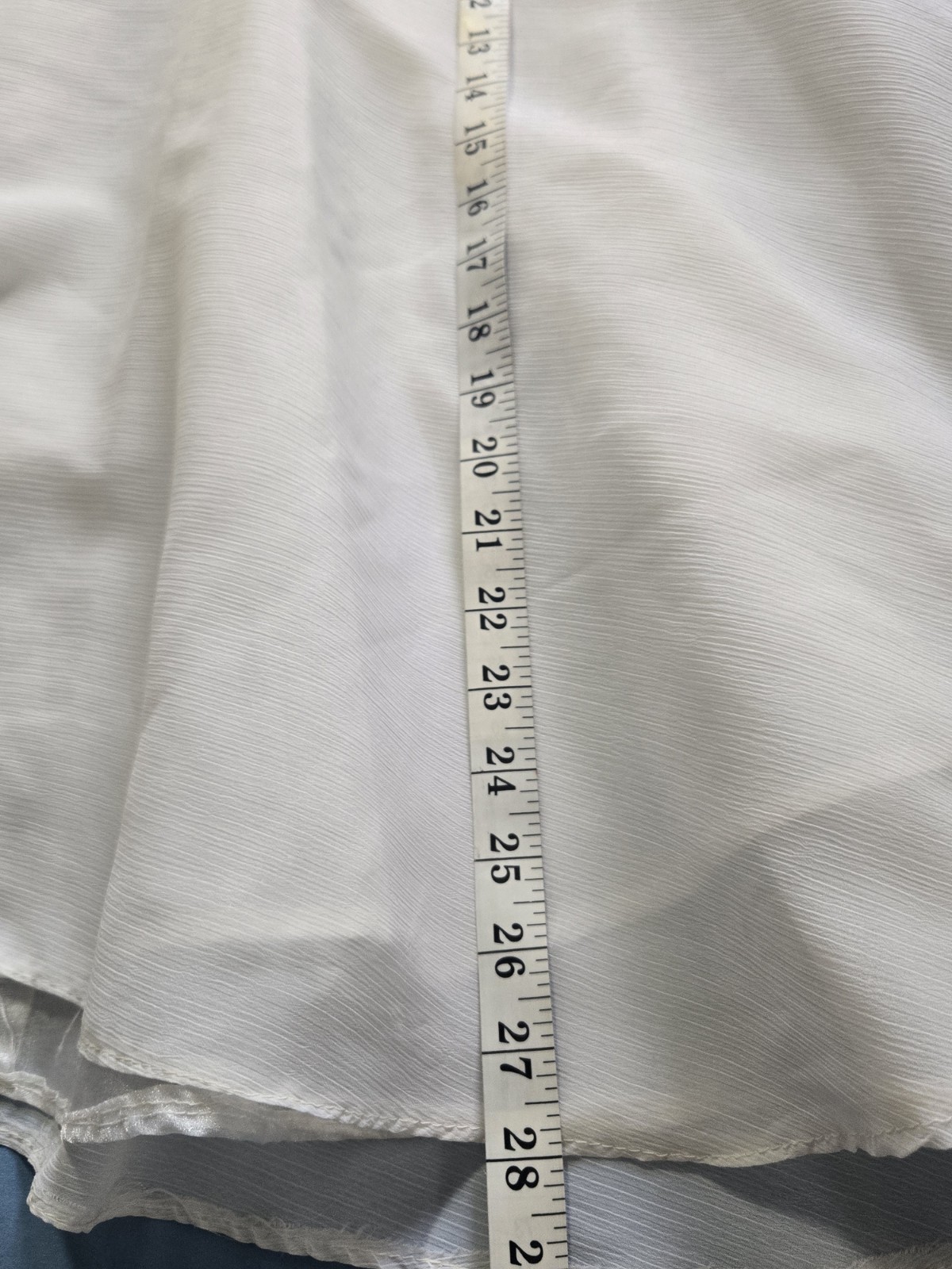 Vintage Simple White Puff Sleeve Circle Skirt Dress with Blue Ribbon Handmade