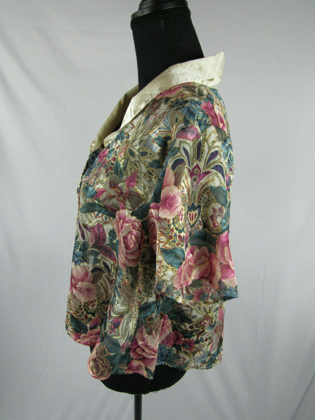 Victorias Secret Lingerie Sz S Gold Label Floral See Through Thru Blouse Vintage