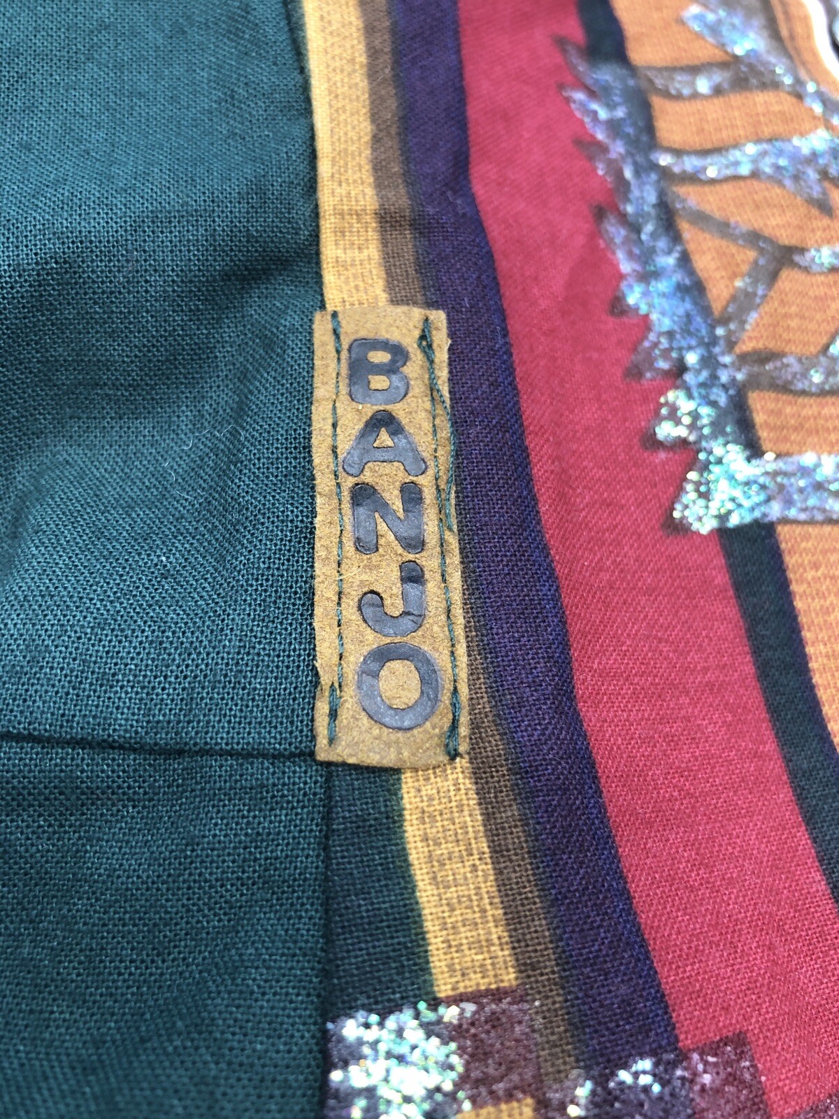 Vintage Banjo Texas Western Wear Womens Crop Shirt Size M Rodeo Square Dancing