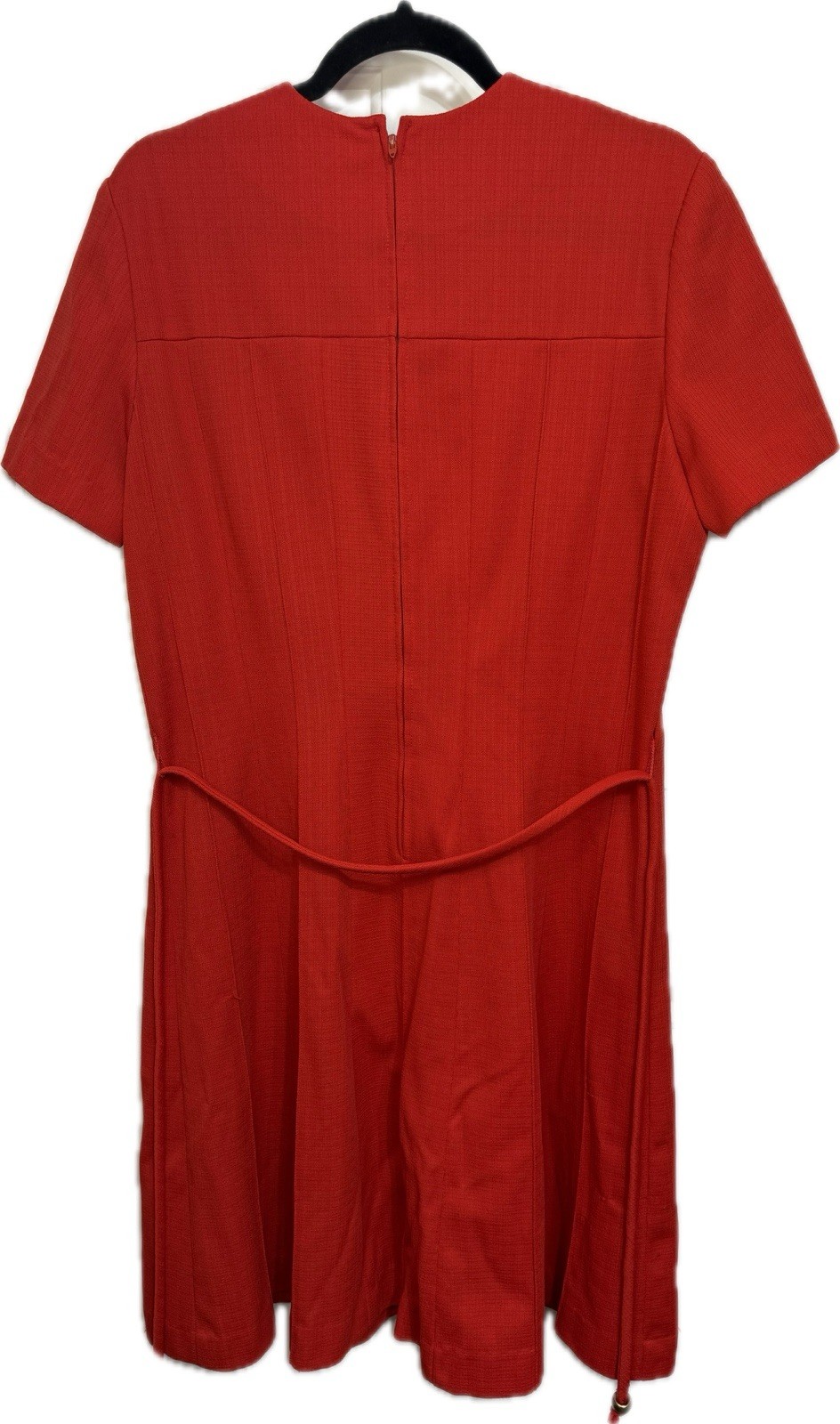 VTG MCM 60s Stoner Square Dress Red Pleats Zipper Pockets Belt L?