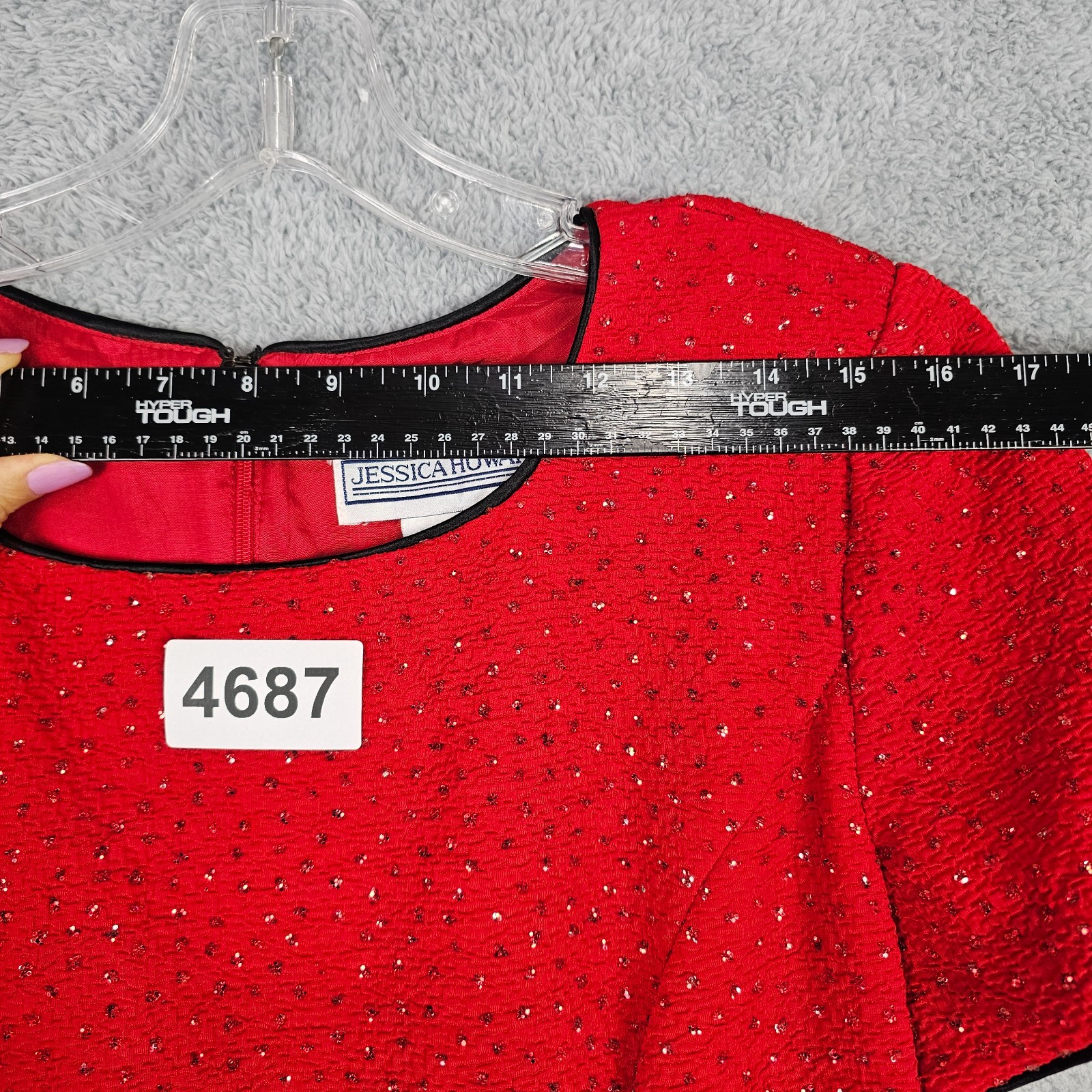VTG 90s Jessica Howard Womens Dress 12 Red Asian Cheongsam Qi Pao Glitter Sequin