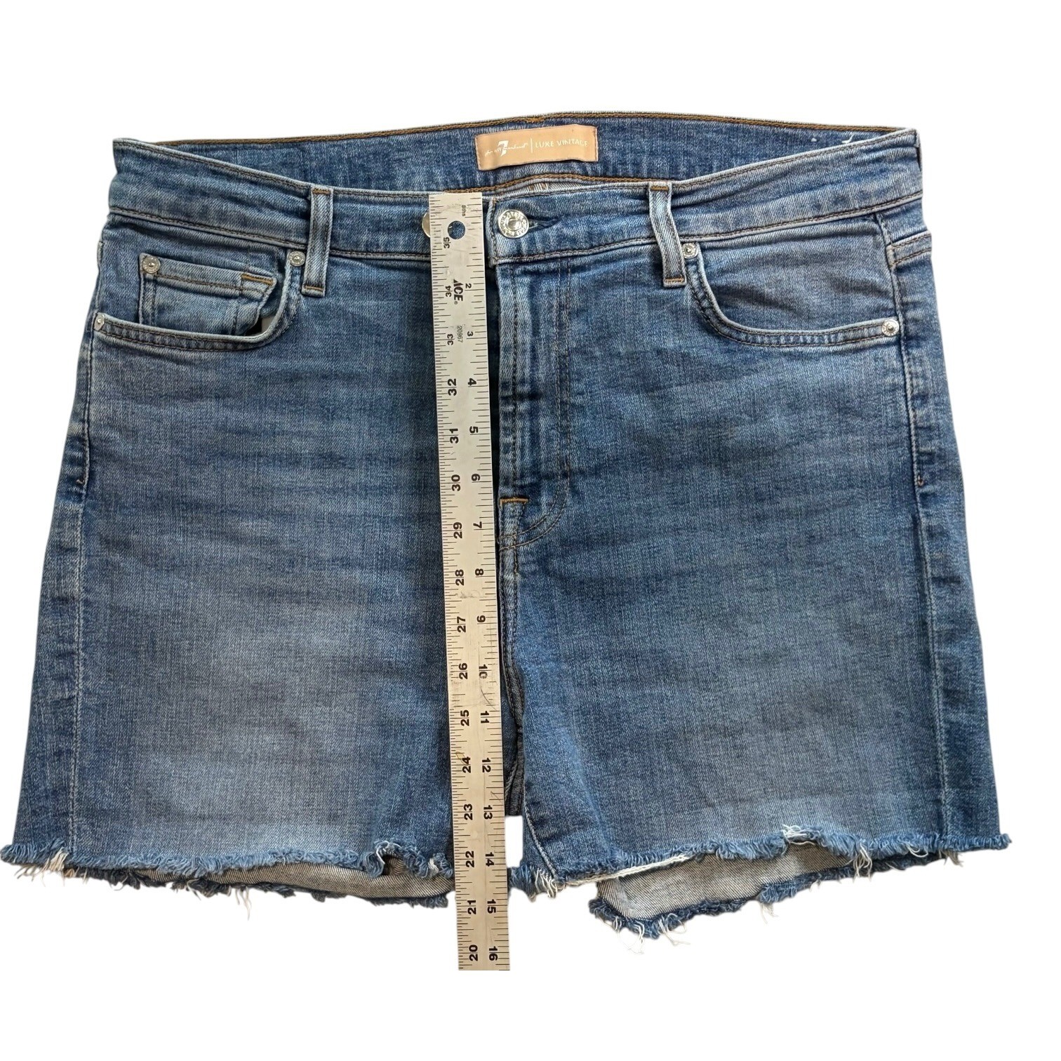 Seven7 Luxe Vintage Distressed Raw Hem Denim Cutoff Shorts Blue