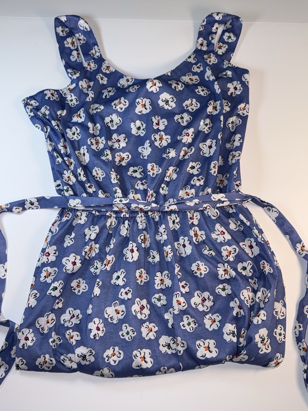 Vintage Dress Size 12 Darian Blue With Colorful Flowers Cinch Waist Floral 90’s