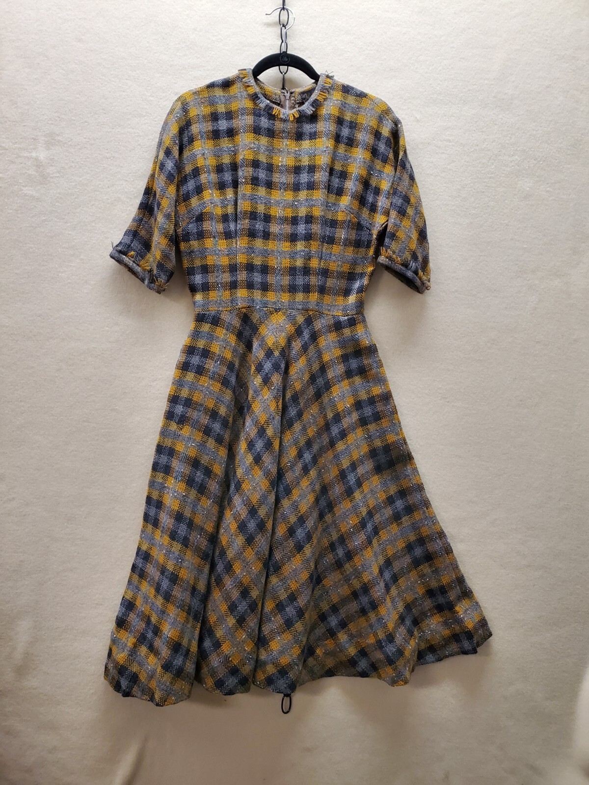 Vintage John Wanamaker Swing Dress, Early 60s, Wool Boucle. Small.