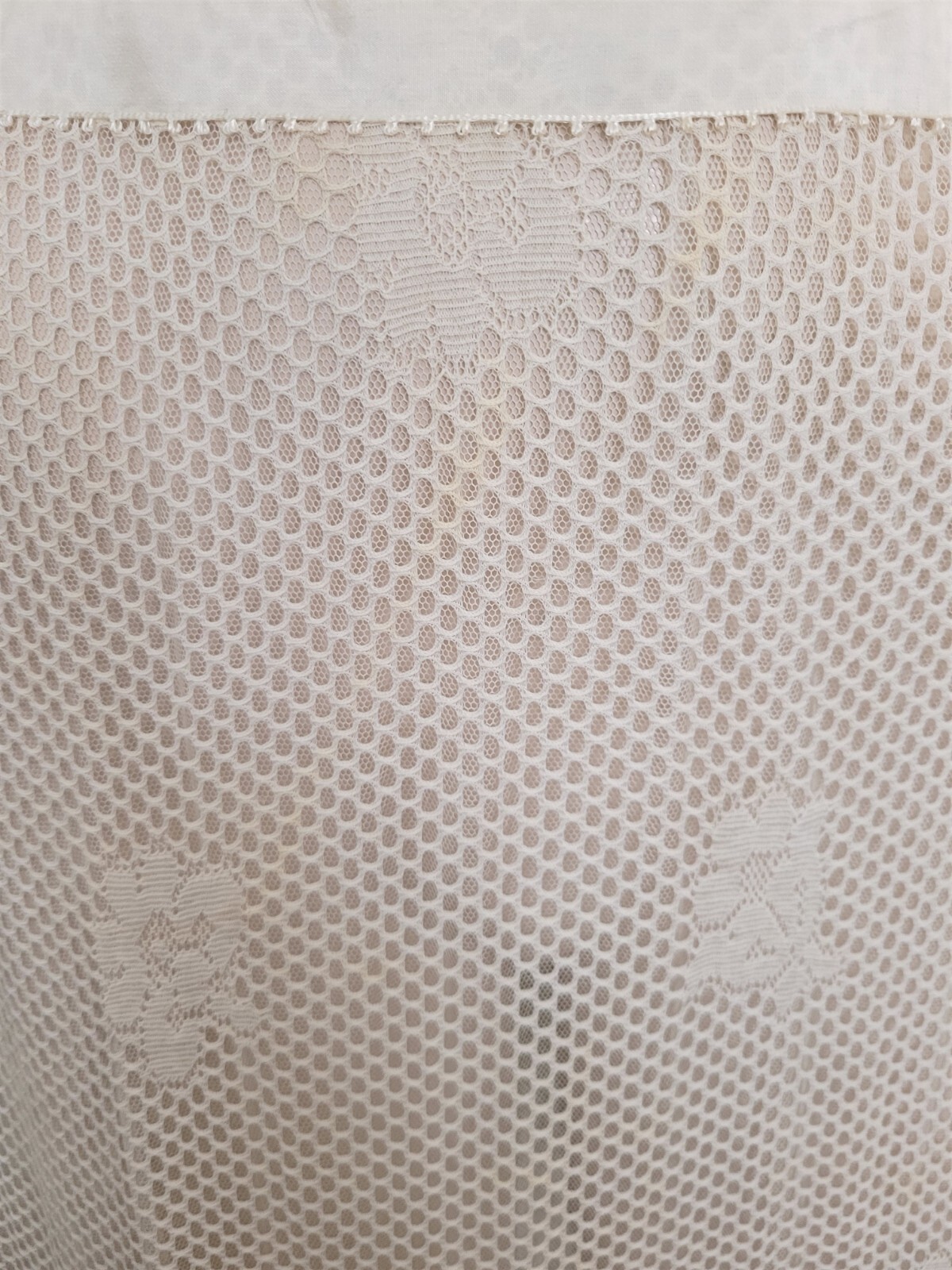 ANTIQUE EDWARDIAN IVORY WOVEN MESH NET DRESS ORNATE IRISH CROCHET WORK BOBINET