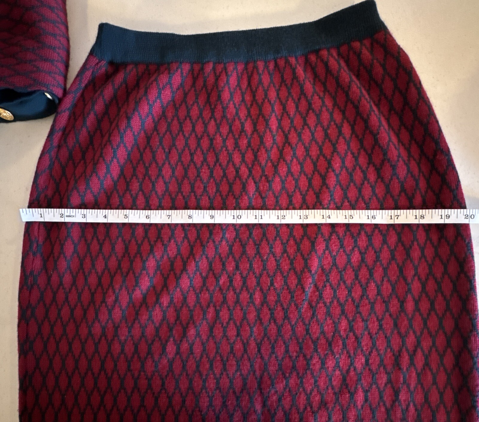 Vtg Evan Picone Knit Sweater Cardigan And Skirt Set S/M