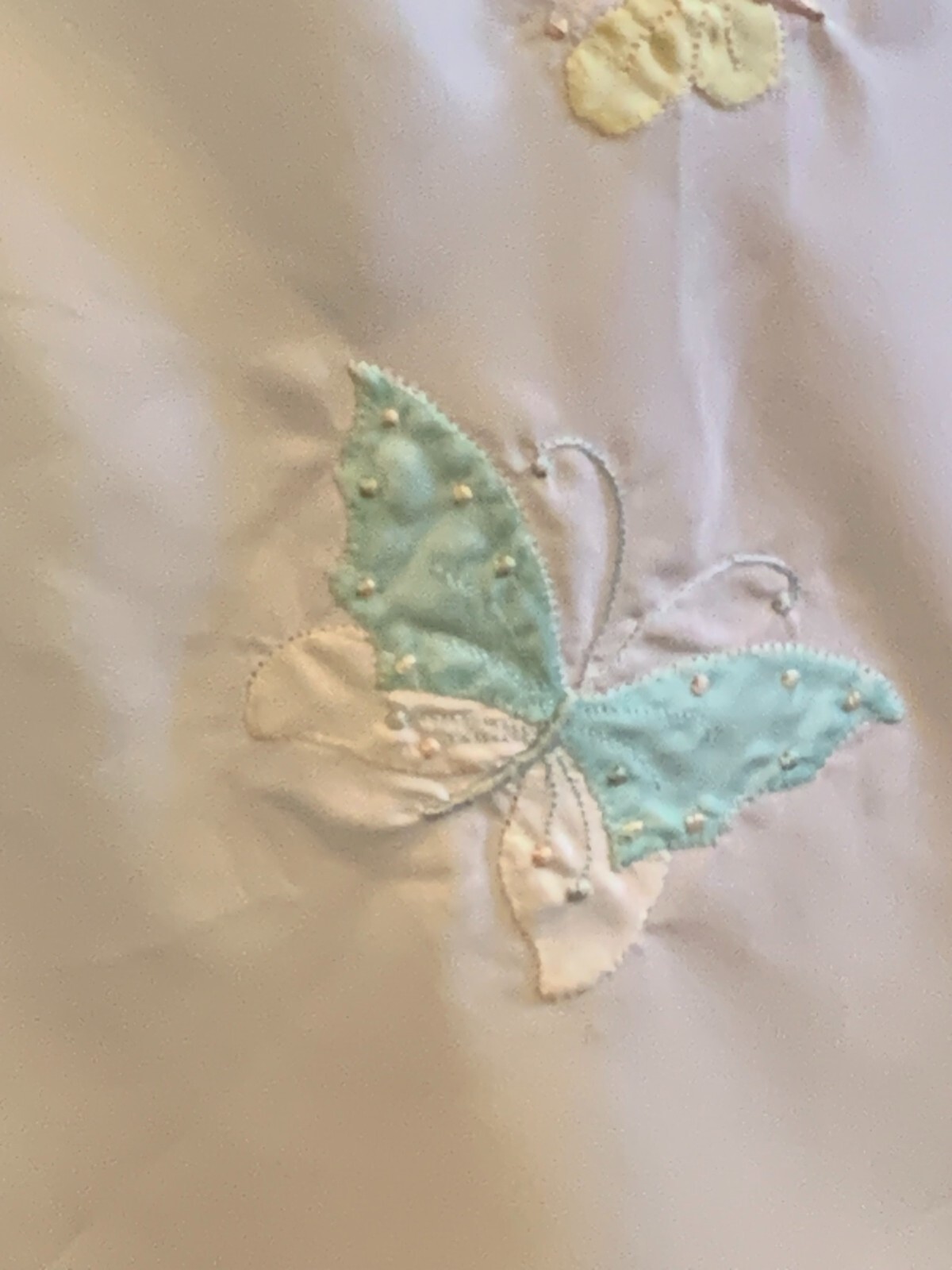 Vintage Corhan Noumair Hand Embroidered Butterflies Lace White Half Slip READ- S