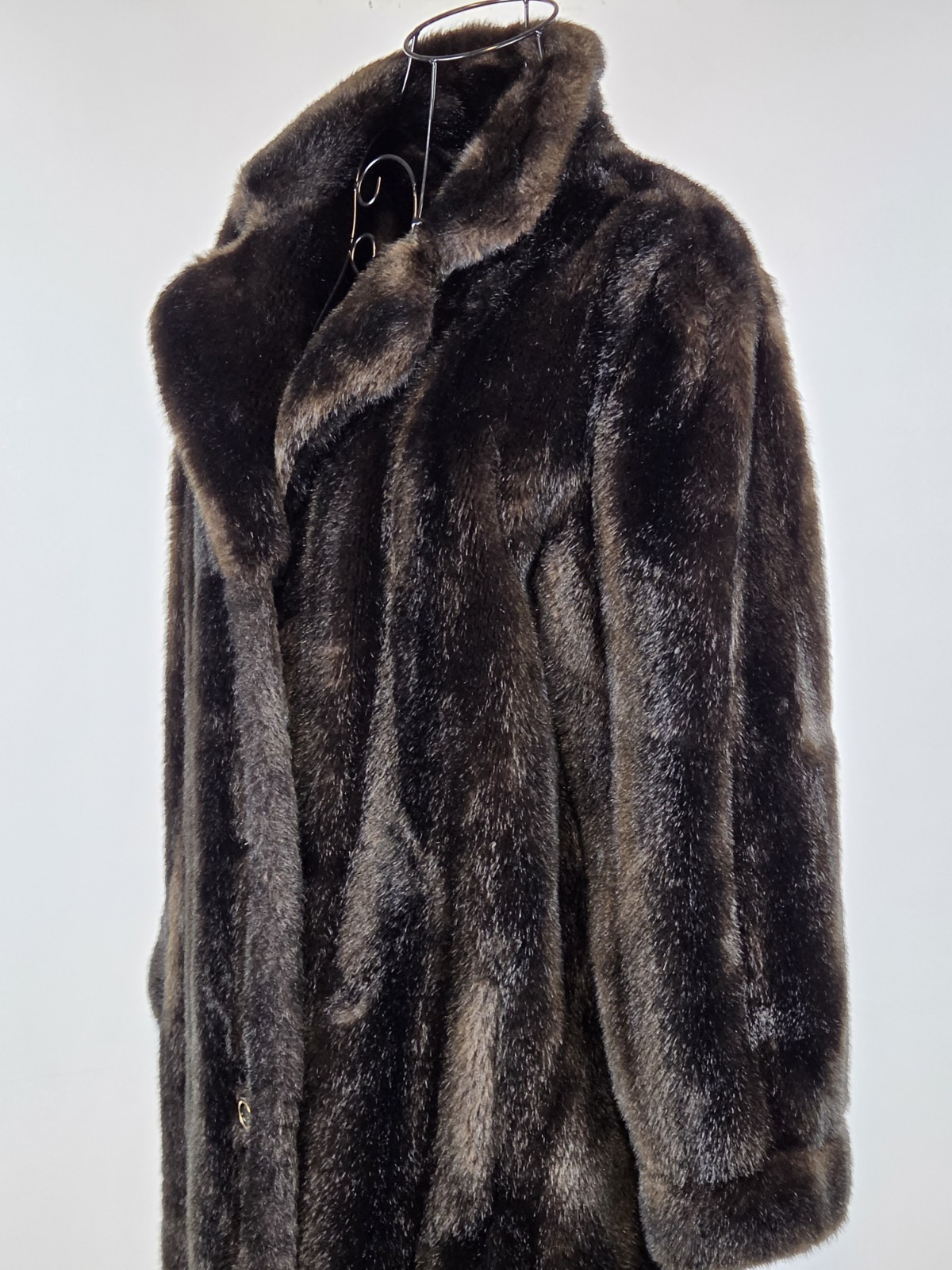 Vintage 60s Mincara Russel Taylor Faux Mink Fur Coat Womens L Brown Glam Winter