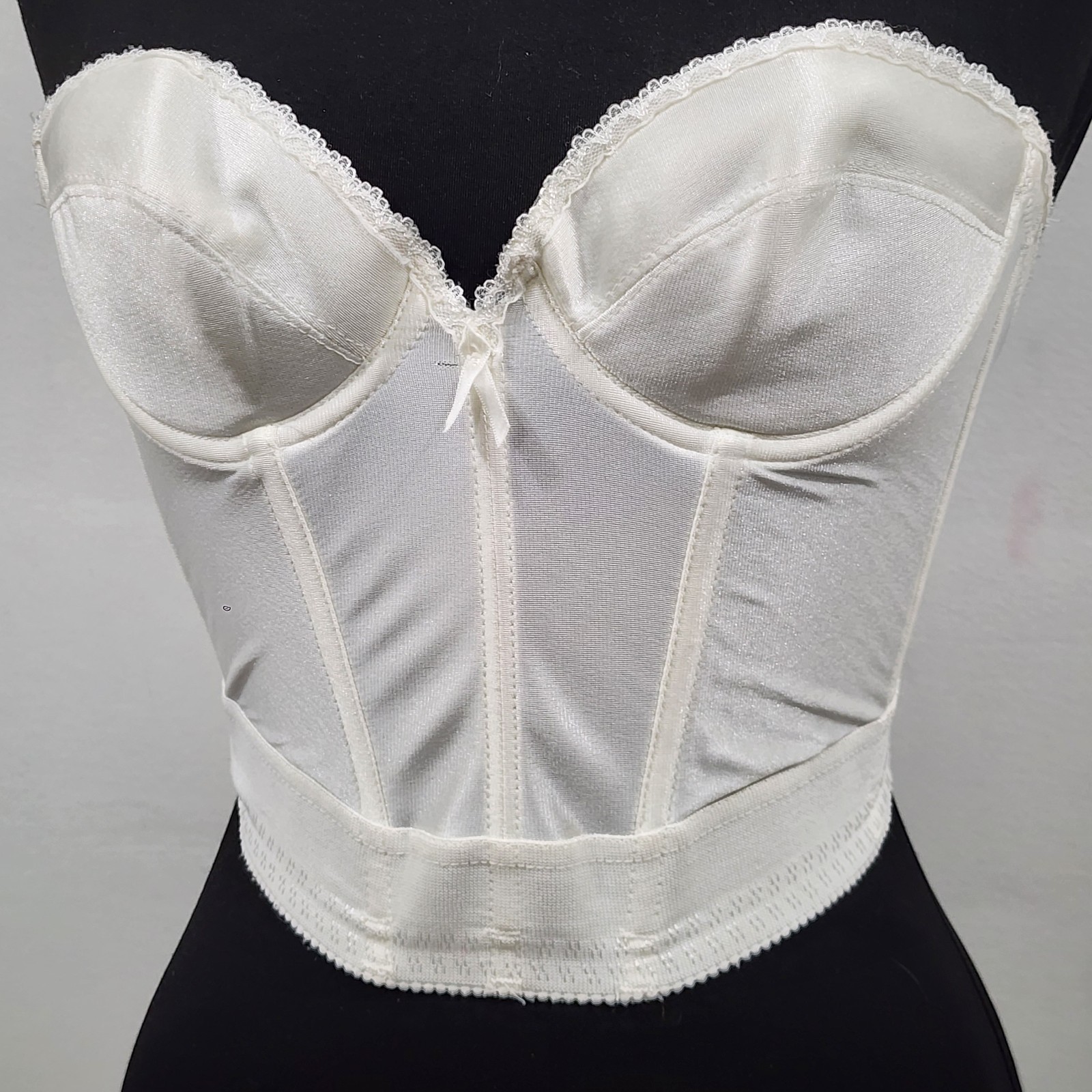 Vtg Backless by Smoothie Strapless Longline Bustier Bra Boned Low Back Ivory 36A