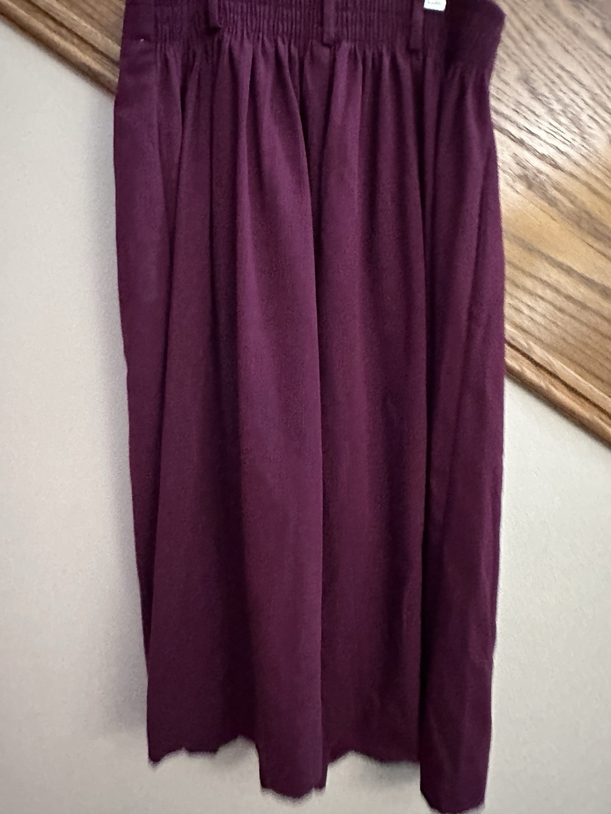 Vintage Lauren Woods Pleated Midi Skirt Size 14 Cranberry Wine Elastic Waist