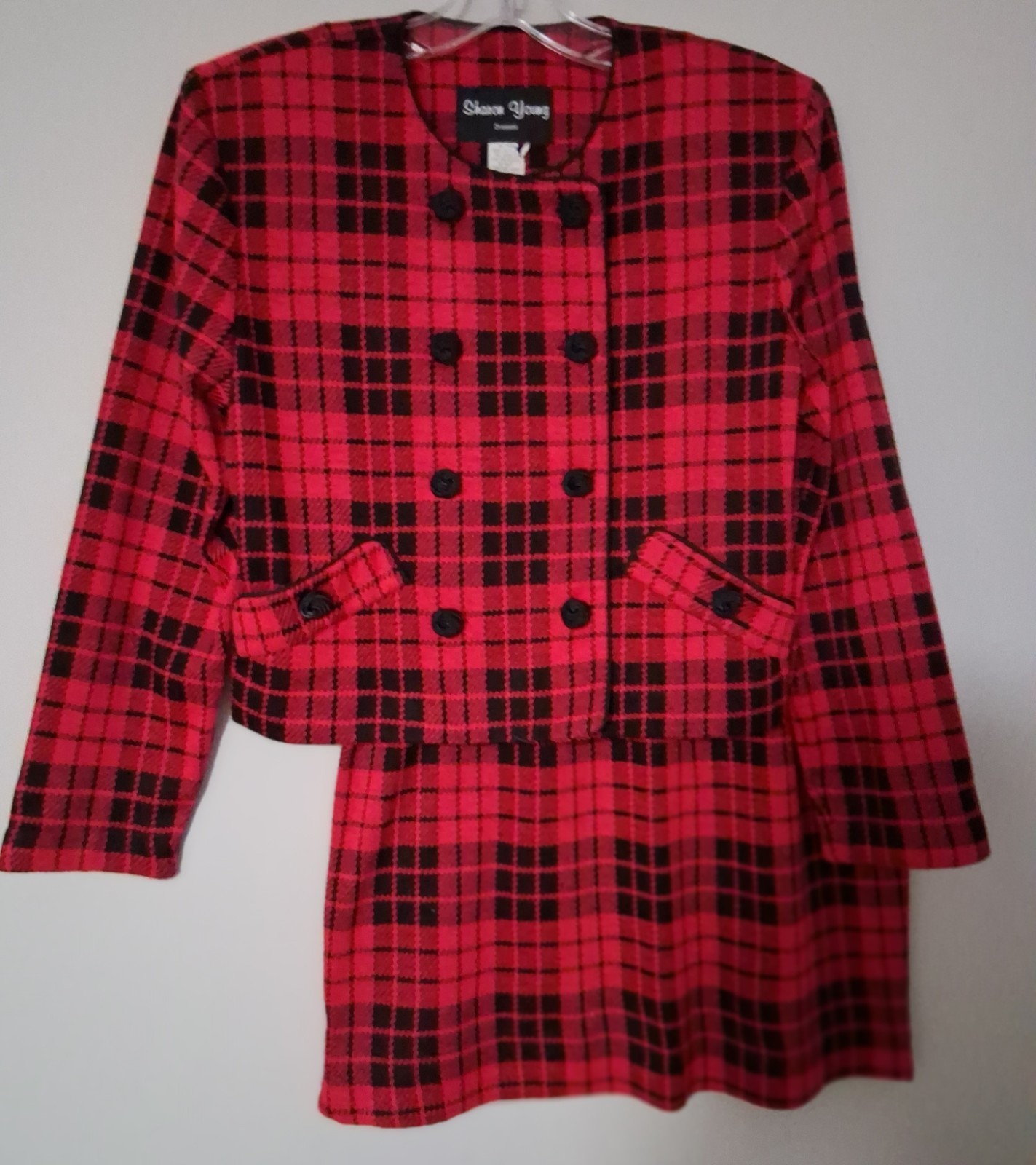 Vintage Sharon Young Red And Black Skirt & Jacket Clueless Y2k