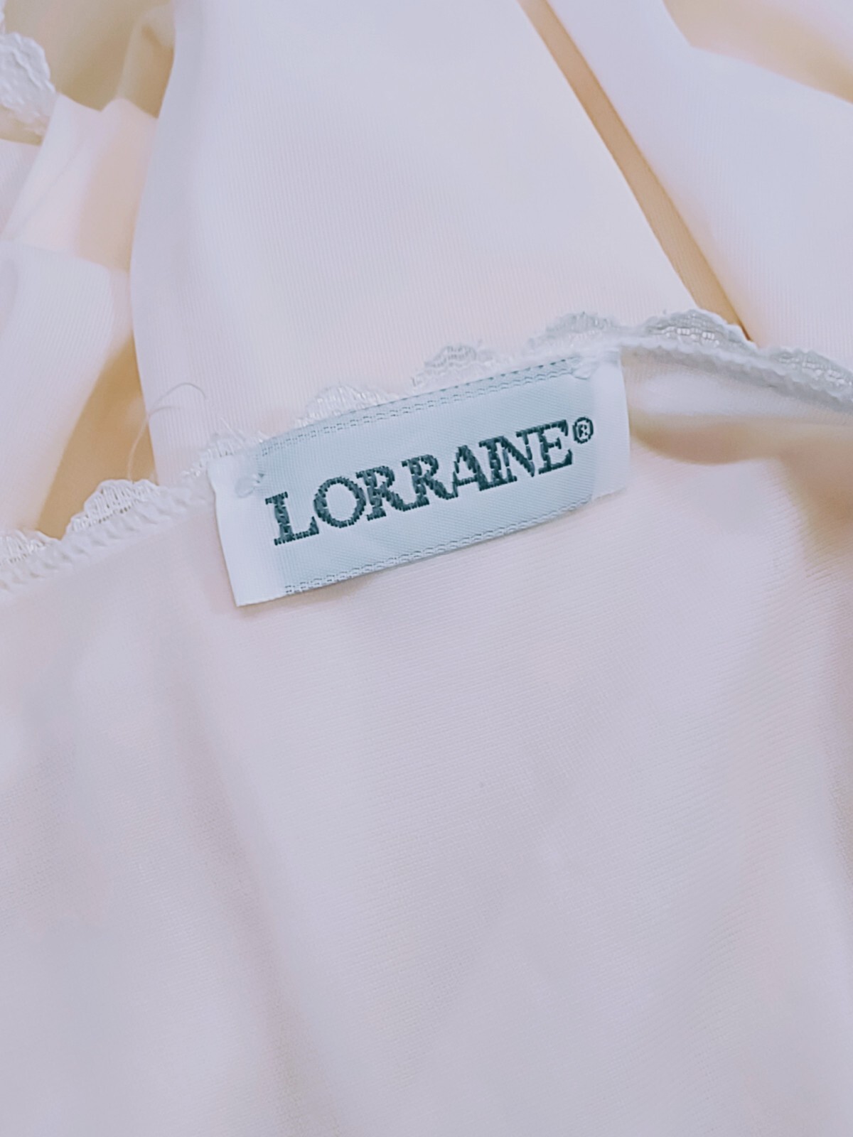 VINTAGE LORRAINE LIGHT PEACH COLOR BUTTON FRONT SHEER NIGHTGOWN (Small Spot)