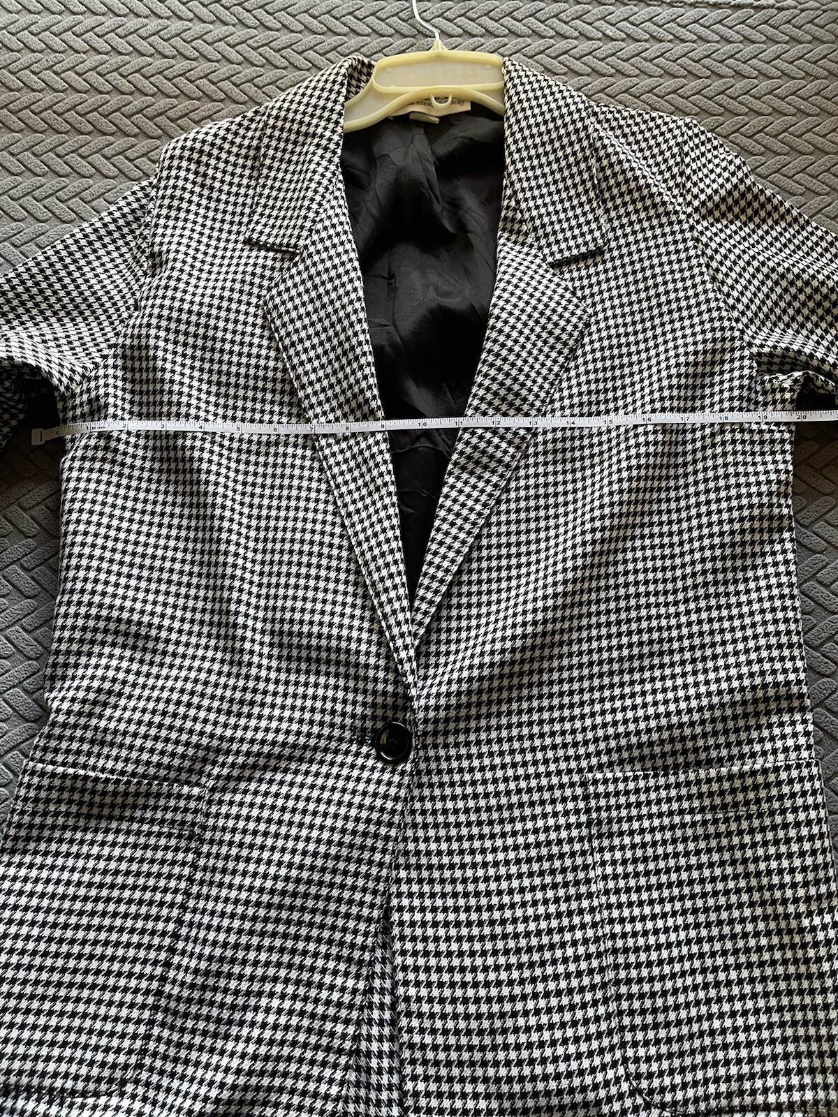 Women’s Paris Sport Club Vintage Houndstooth Black & White Blazer Sz Med USA